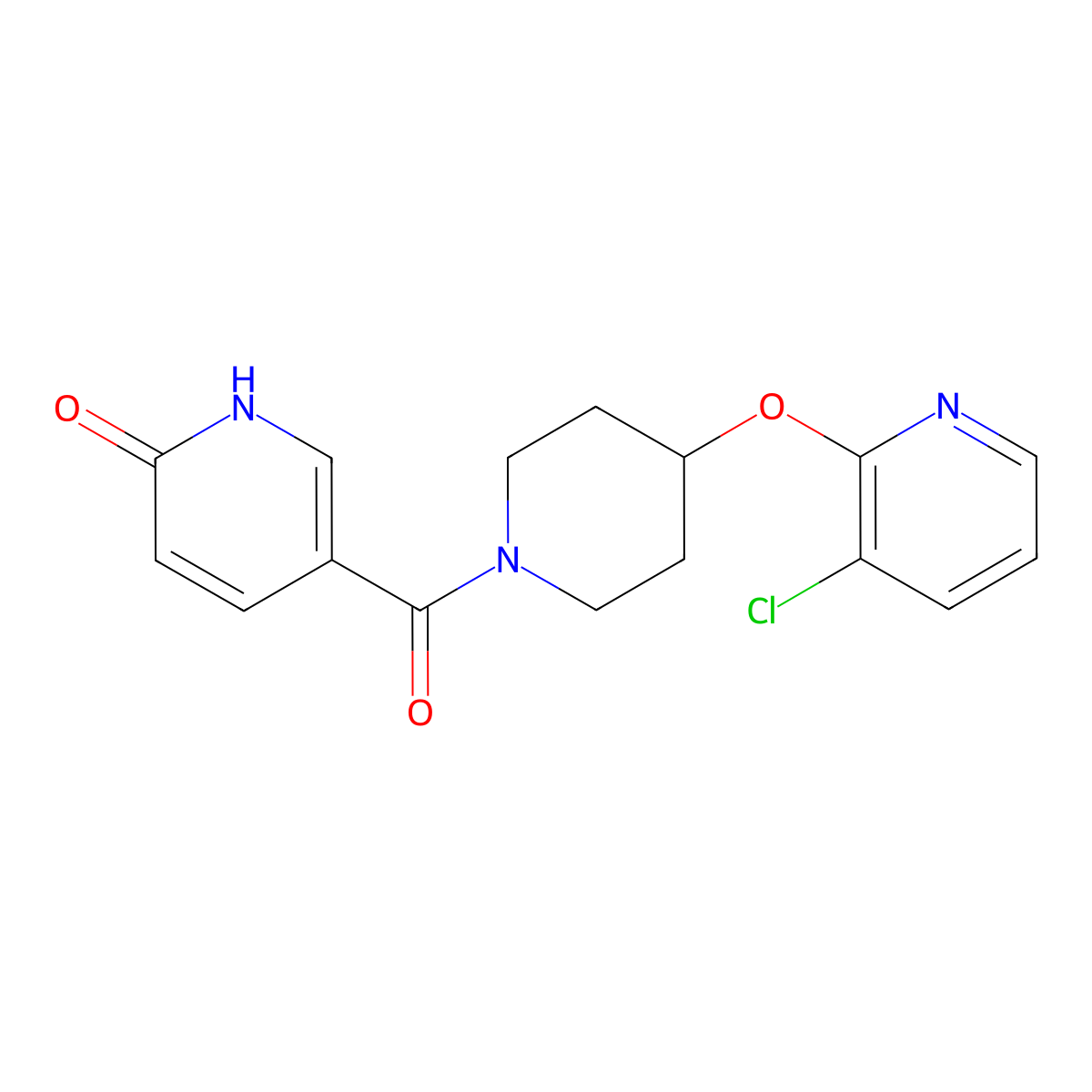5-(4-((3-chloropyridin-2-yl)oxy)piperidine-1-carbonyl)pyridin-2(1H)-one molecular structure, CAS 1448078-98-5