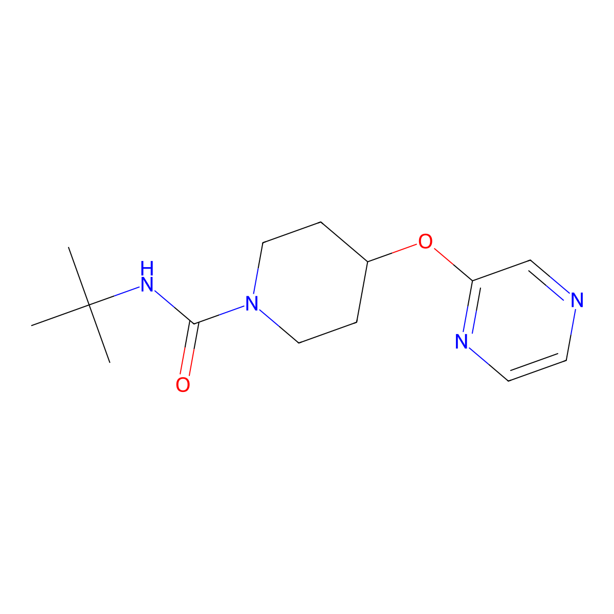 N-(tert-butyl)-4-(pyrazin-2-yloxy)piperidine-1-carboxamide molecular structure, CAS 1448078-99-6