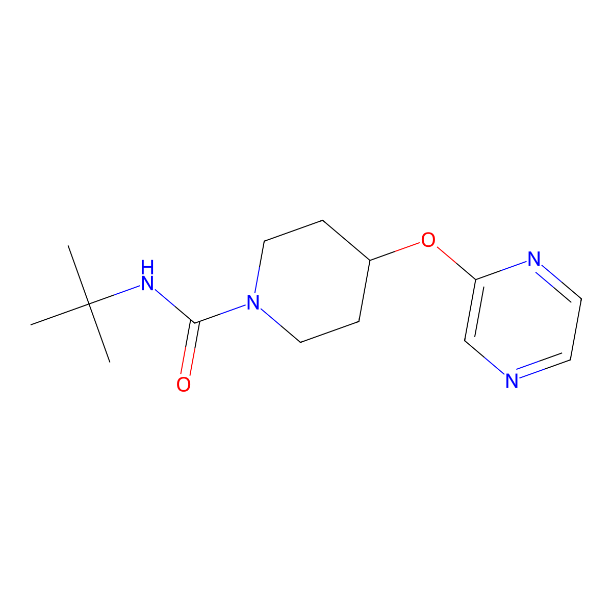 N-(tert-butyl)-4-(pyrazin-2-yloxy)piperidine-1-carboxamide molecular structure, CAS 1448078-99-6