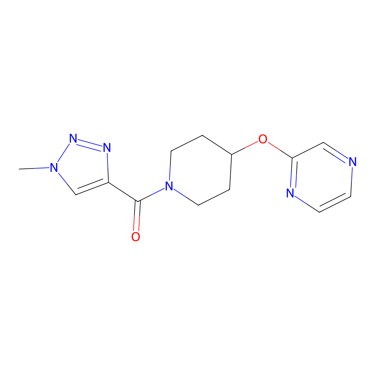 (1-methyl-1H-1,2,3-triazol-4-yl)(4-(pyrazin-2-yloxy)piperidin-1-yl)methanone molecular structure, CAS 1448079-02-4