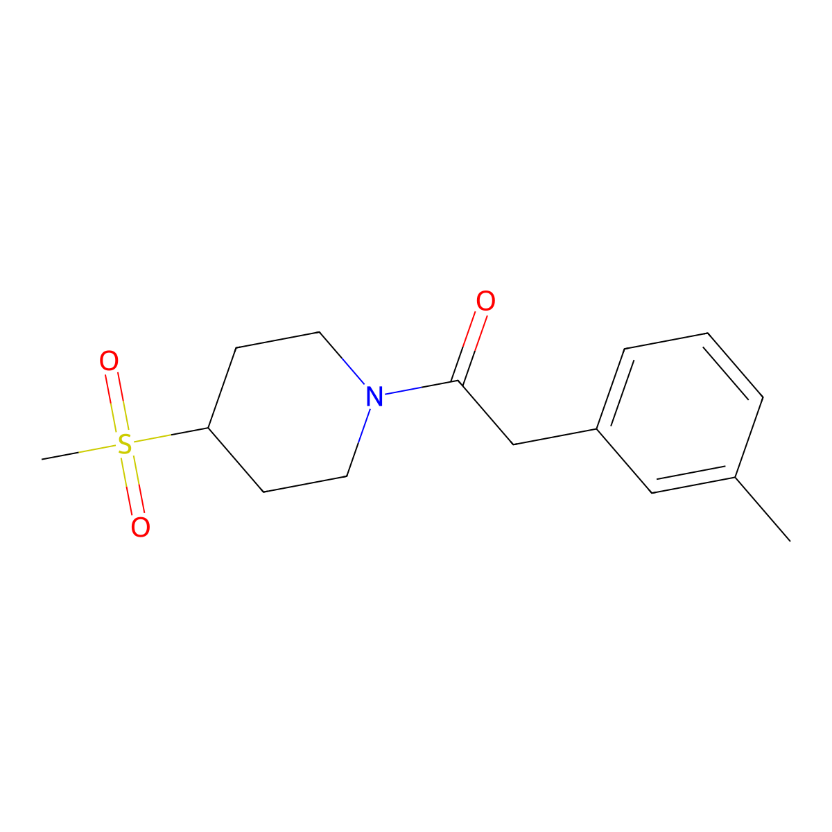 1-(4-(Methylsulfonyl)piperidin-1-yl)-2-(m-tolyl)ethanone molecular structure, CAS 1448079-13-7