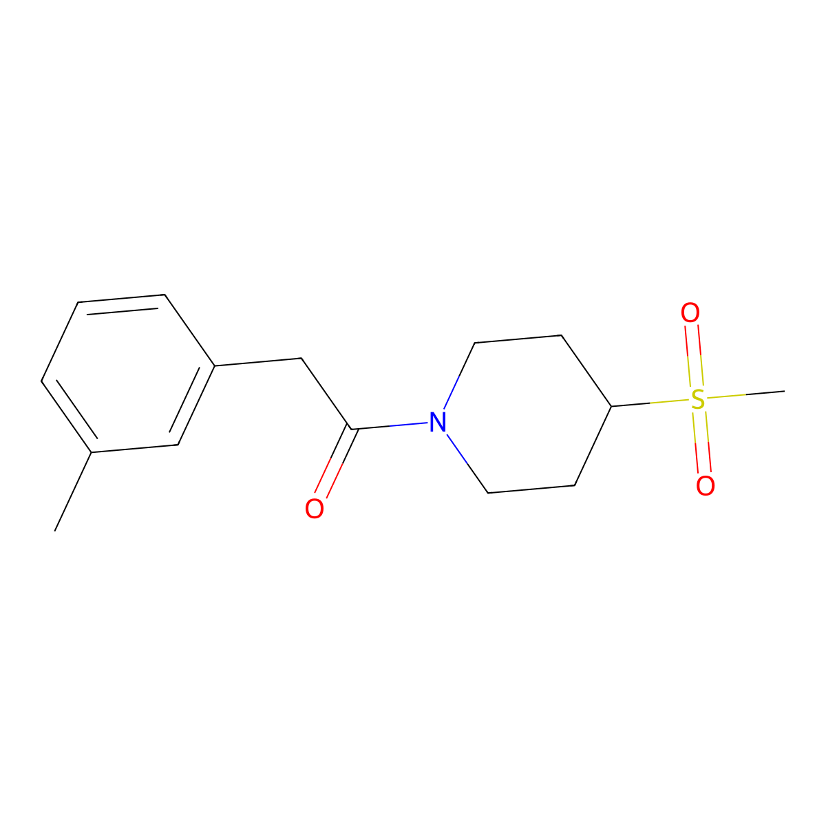 1-(4-(Methylsulfonyl)piperidin-1-yl)-2-(m-tolyl)ethanone molecular structure, CAS 1448079-13-7