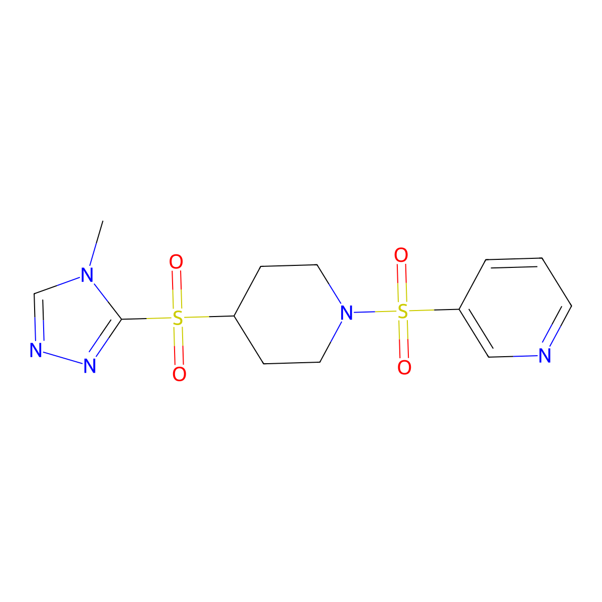 3-({4-[(4-methyl-4H-1,2,4-triazol-3-yl)sulfonyl]piperidin-1-yl}sulfonyl)pyridine molecular structure, CAS 1448079-14-8