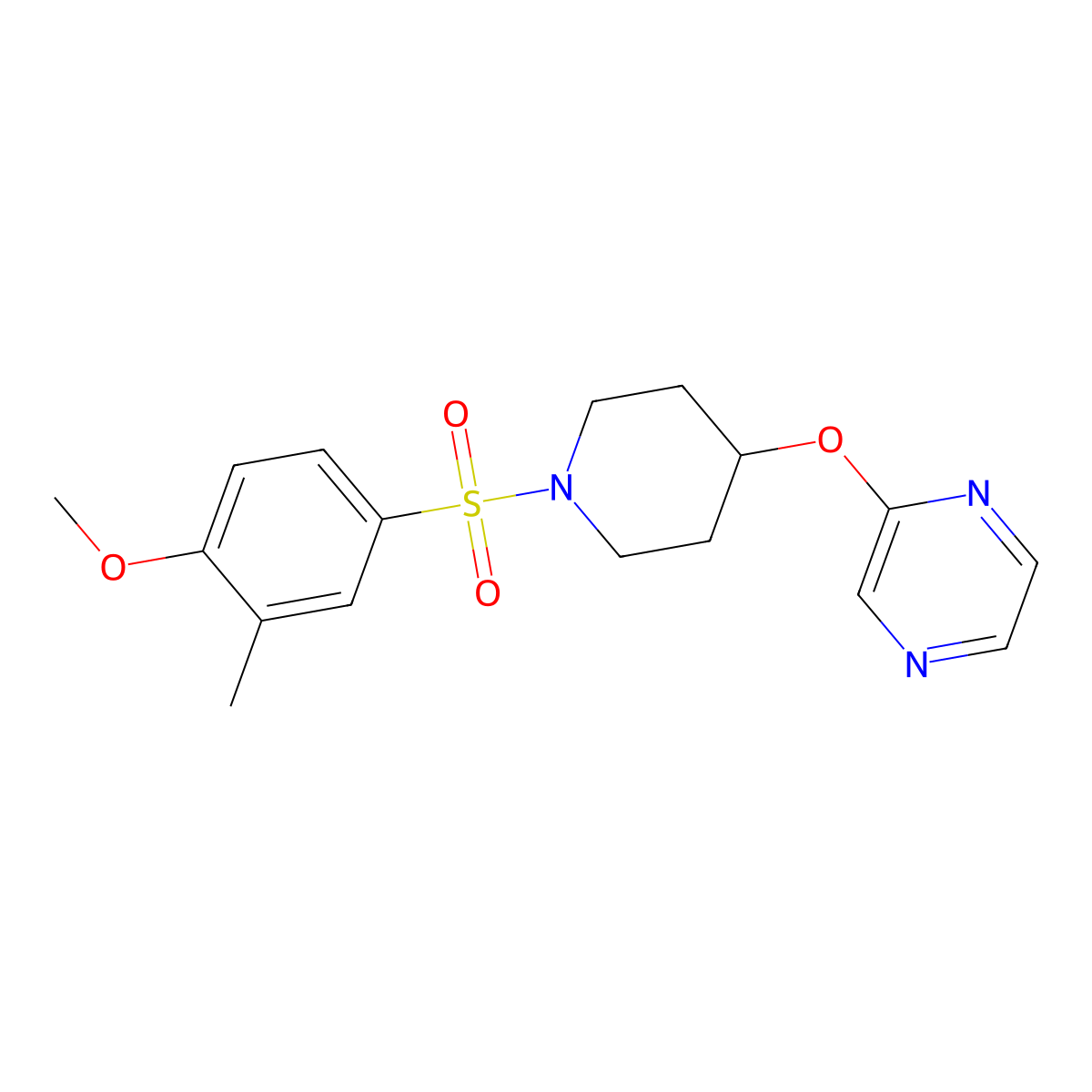 2-((1-((4-Methoxy-3-methylphenyl)sulfonyl)piperidin-4-yl)oxy)pyrazine molecular structure, CAS 1448079-15-9