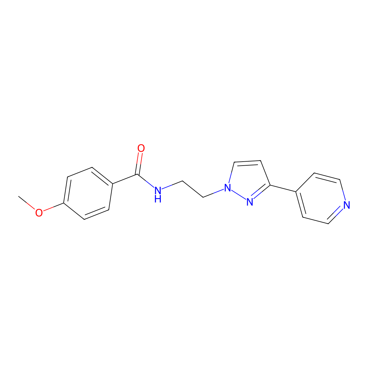 4-methoxy-N-(2-(3-(pyridin-4-yl)-1H-pyrazol-1-yl)ethyl)benzamide molecular structure, CAS 1448079-17-1