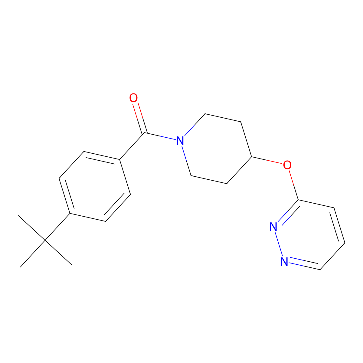 (4-(Tert-butyl)phenyl)(4-(pyridazin-3-yloxy)piperidin-1-yl)methanone molecular structure, CAS 1448079-21-7