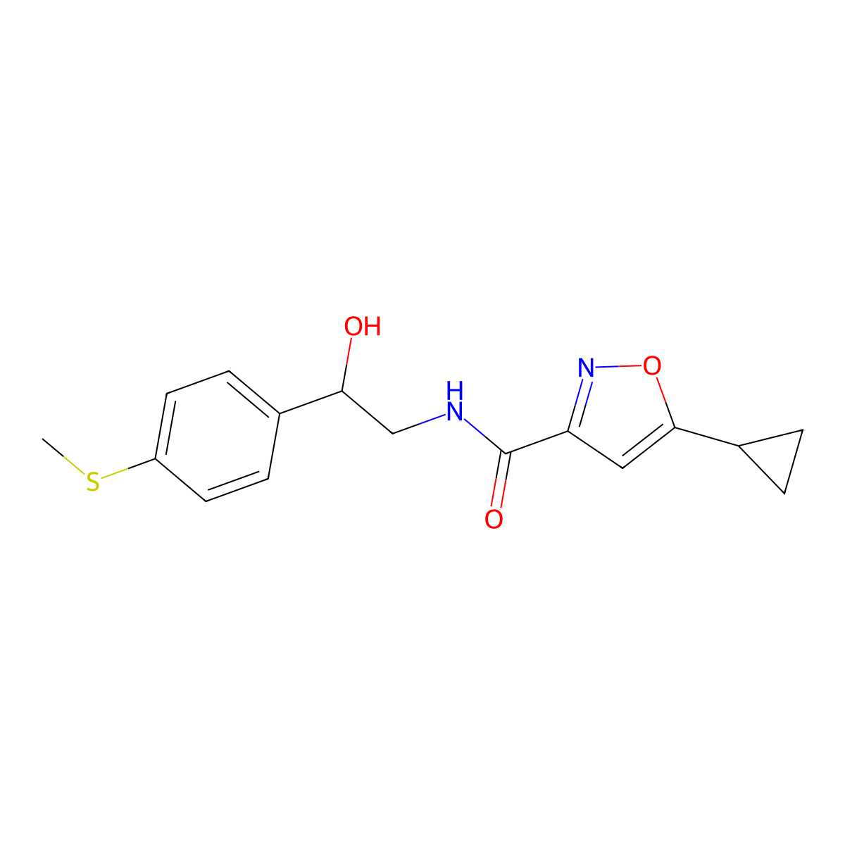 5-cyclopropyl-N-(2-hydroxy-2-(4-(methylthio)phenyl)ethyl)isoxazole-3-carboxamide molecular structure, CAS 1448079-22-8