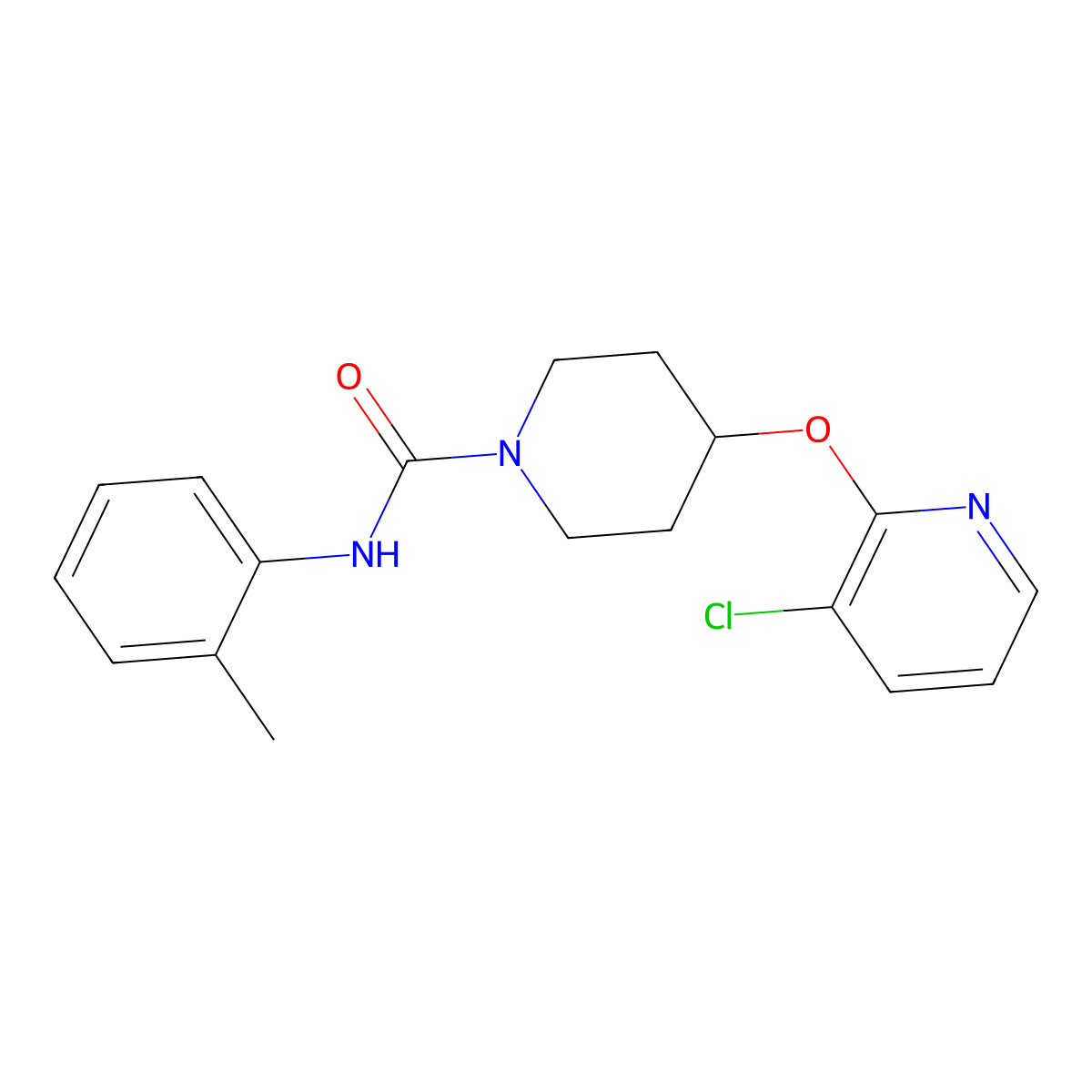 4-((3-chloropyridin-2-yl)oxy)-N-(o-tolyl)piperidine-1-carboxamide molecular structure, CAS 1448079-26-2