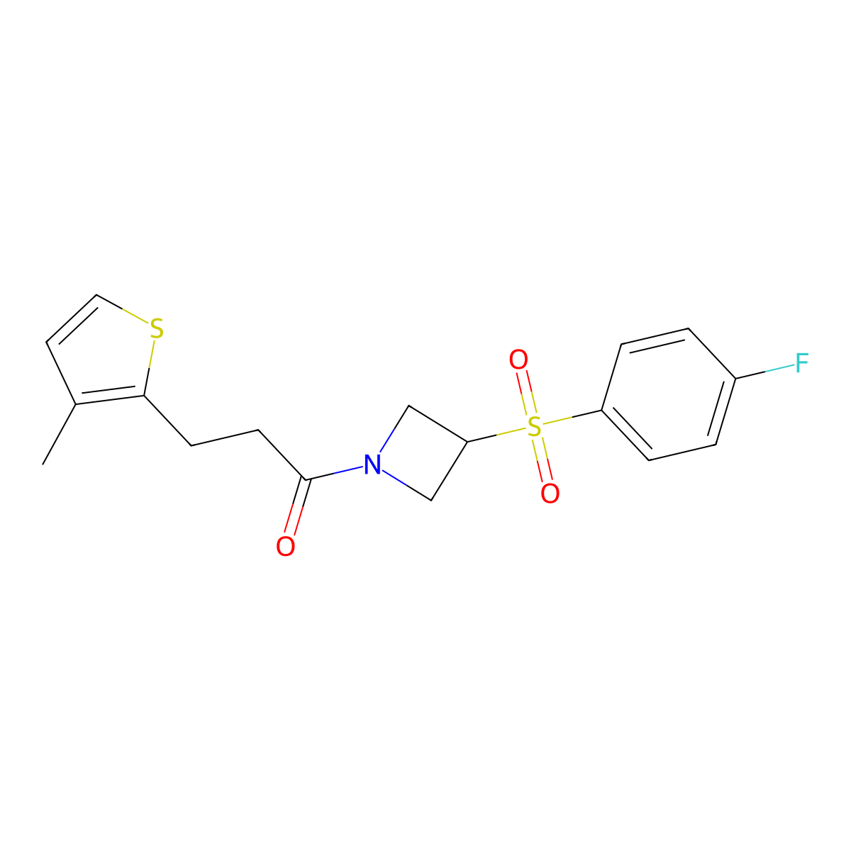 1-(3-((4-Fluorophenyl)sulfonyl)azetidin-1-yl)-3-(3-methylthiophen-2-yl)propan-1-one molecular structure, CAS 1448079-27-3