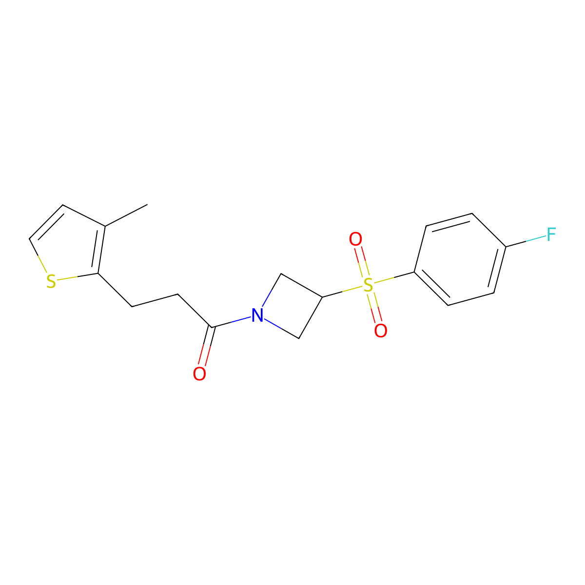 1-(3-((4-Fluorophenyl)sulfonyl)azetidin-1-yl)-3-(3-methylthiophen-2-yl)propan-1-one molecular structure, CAS 1448079-27-3