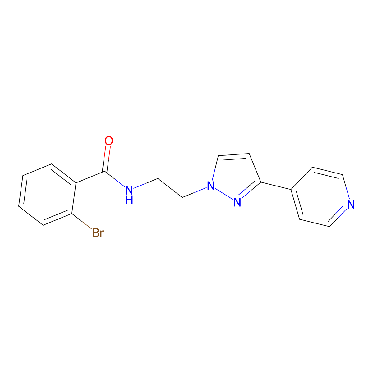 2-bromo-N-(2-(3-(pyridin-4-yl)-1H-pyrazol-1-yl)ethyl)benzamide molecular structure, CAS 1448079-28-4