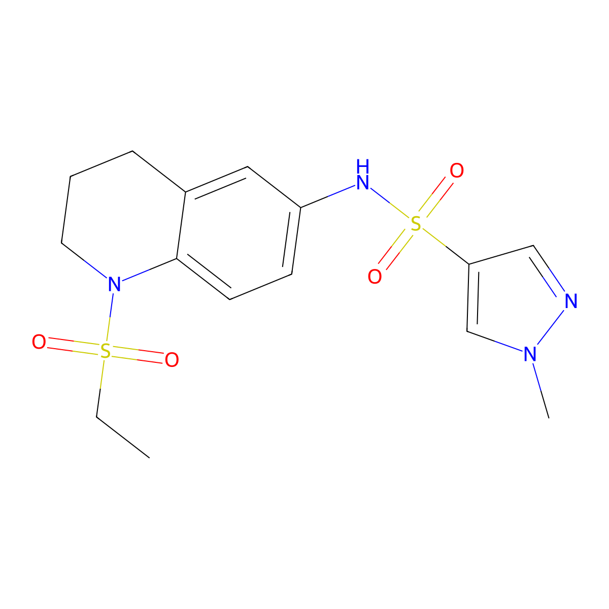 N-(1-(ethylsulfonyl)-1,2,3,4-tetrahydroquinolin-6-yl)-1-methyl-1H-pyrazole-4-sulfonamide molecular structure, CAS 1448079-29-5
