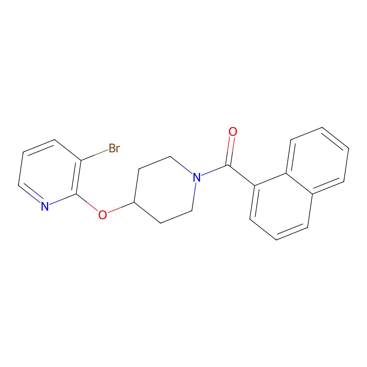 (4-((3-Bromopyridin-2-yl)oxy)piperidin-1-yl)(naphthalen-1-yl)methanone molecular structure, CAS 1448079-30-8