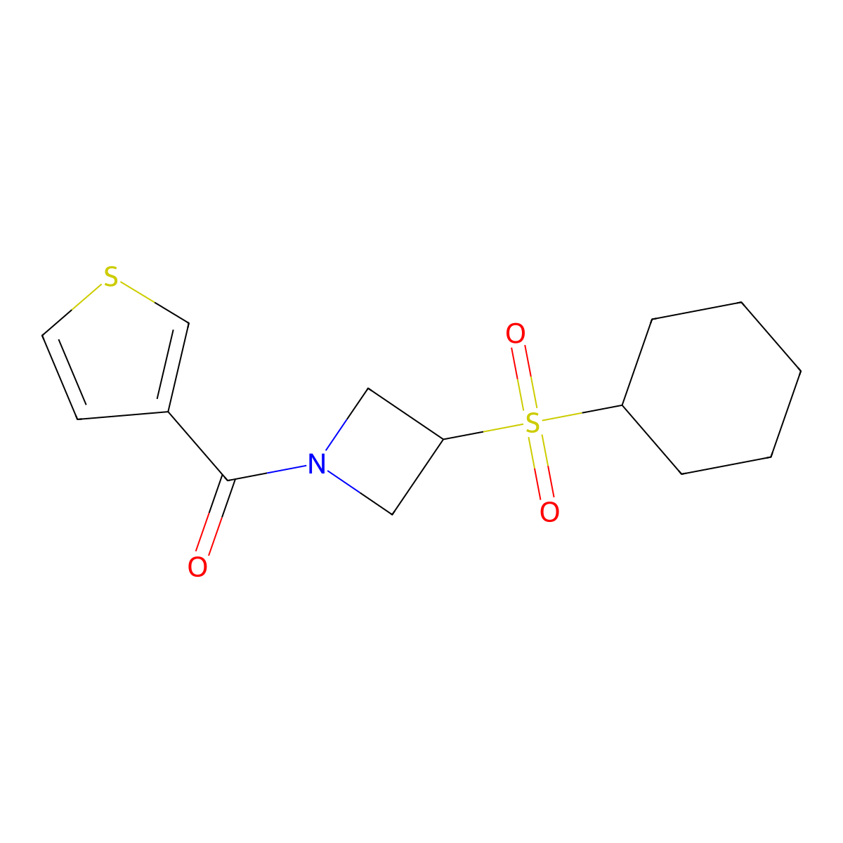 (3-(Cyclohexylsulfonyl)azetidin-1-yl)(thiophen-3-yl)methanone molecular structure, CAS 1448079-37-5