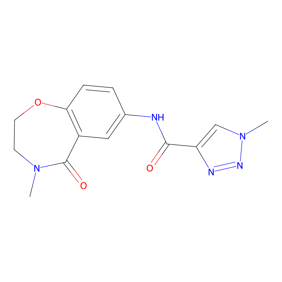 1-methyl-N-(4-methyl-5-oxo-2,3,4,5-tetrahydrobenzo[f][1,4]oxazepin-7-yl)-1H-1,2,3-triazole-4-carboxamide molecular structure, CAS 1448079-38-6