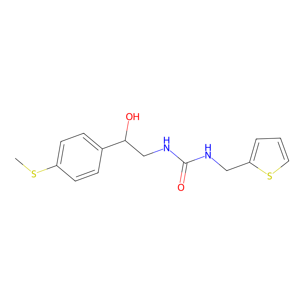 1-(2-Hydroxy-2-(4-(methylthio)phenyl)ethyl)-3-(thiophen-2-ylmethyl)urea molecular structure, CAS 1448079-41-1
