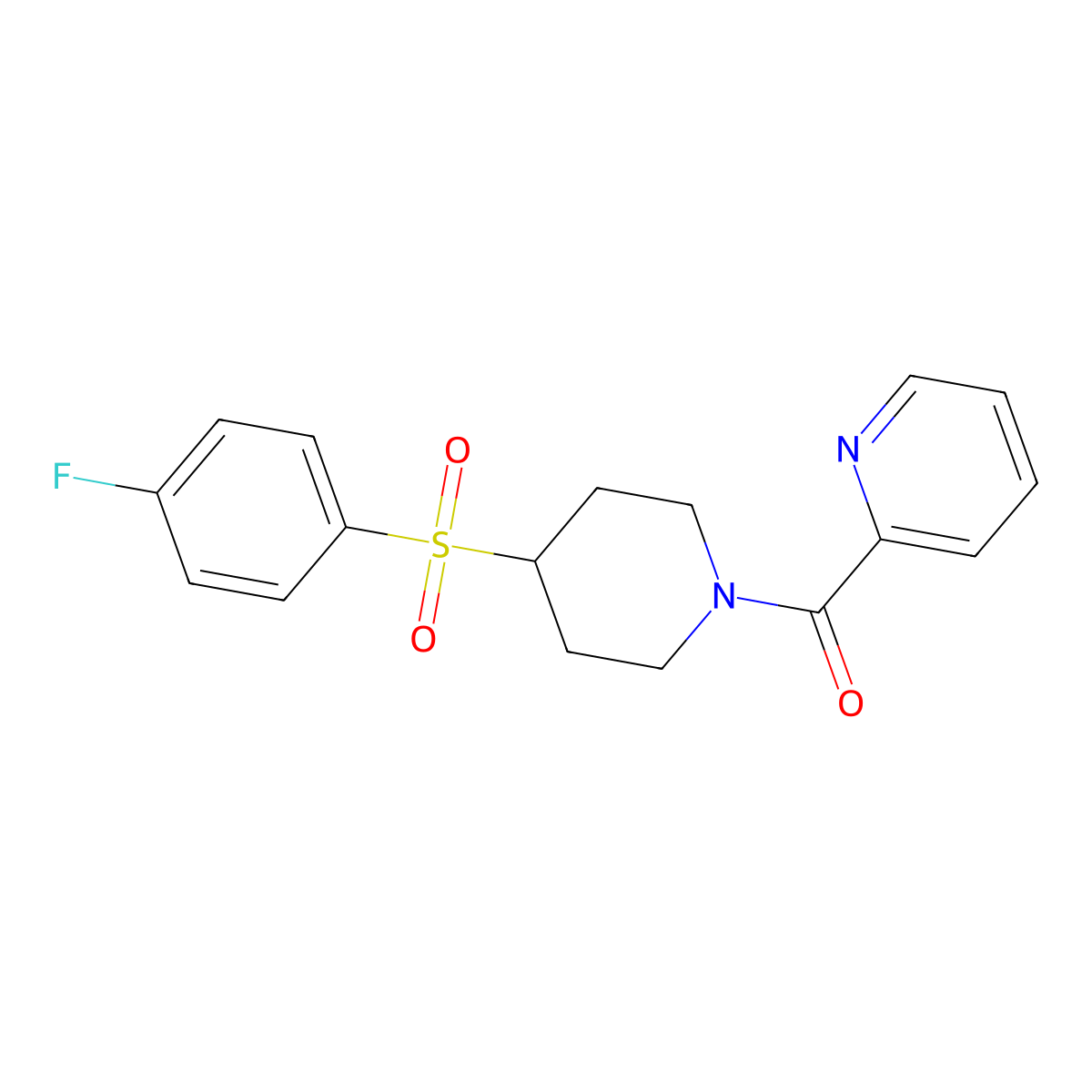 (4-((4-Fluorophenyl)sulfonyl)piperidin-1-yl)(pyridin-2-yl)methanone molecular structure, CAS 1448079-43-3