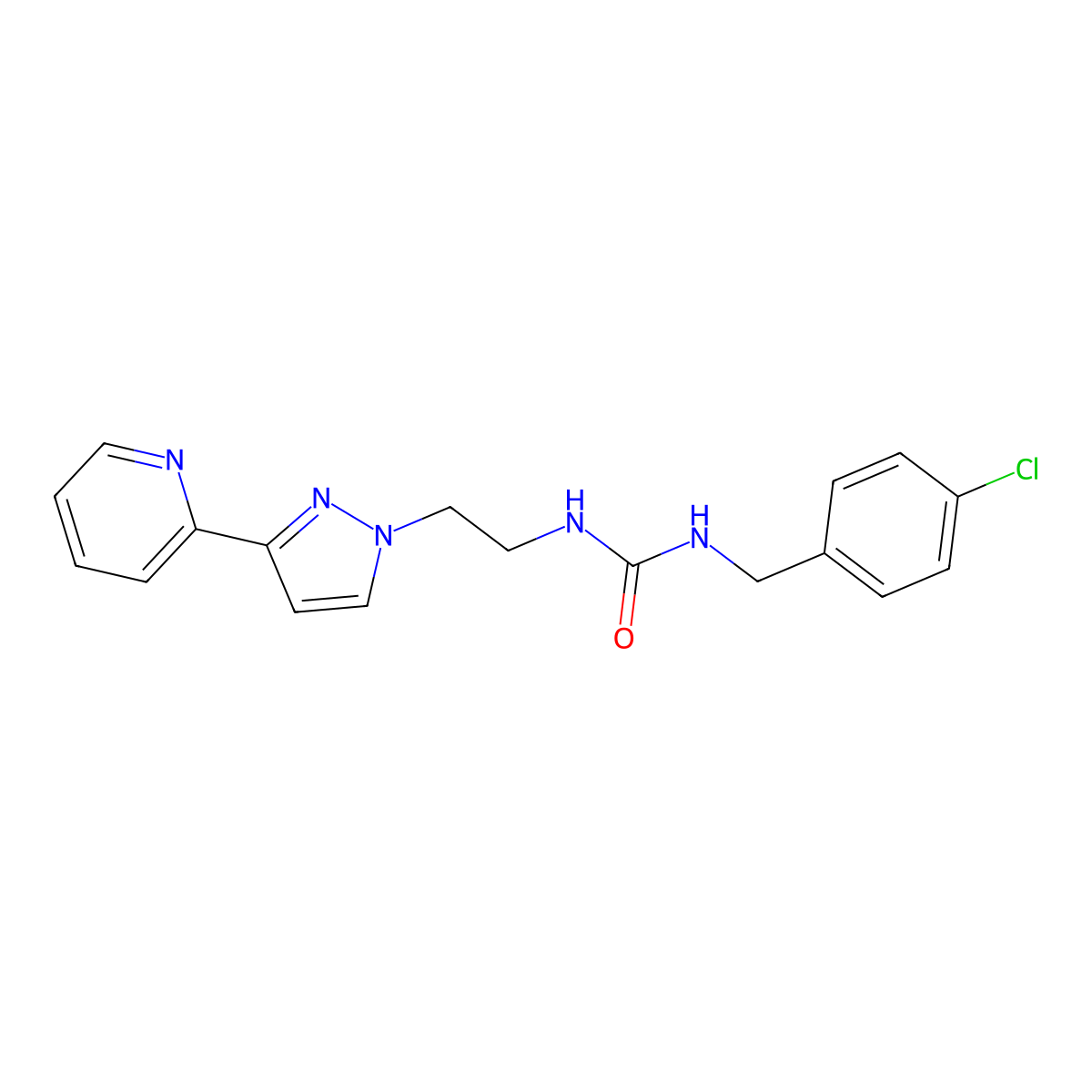 1-(4-chlorobenzyl)-3-(2-(3-(pyridin-2-yl)-1H-pyrazol-1-yl)ethyl)urea molecular structure, CAS 1448121-70-7