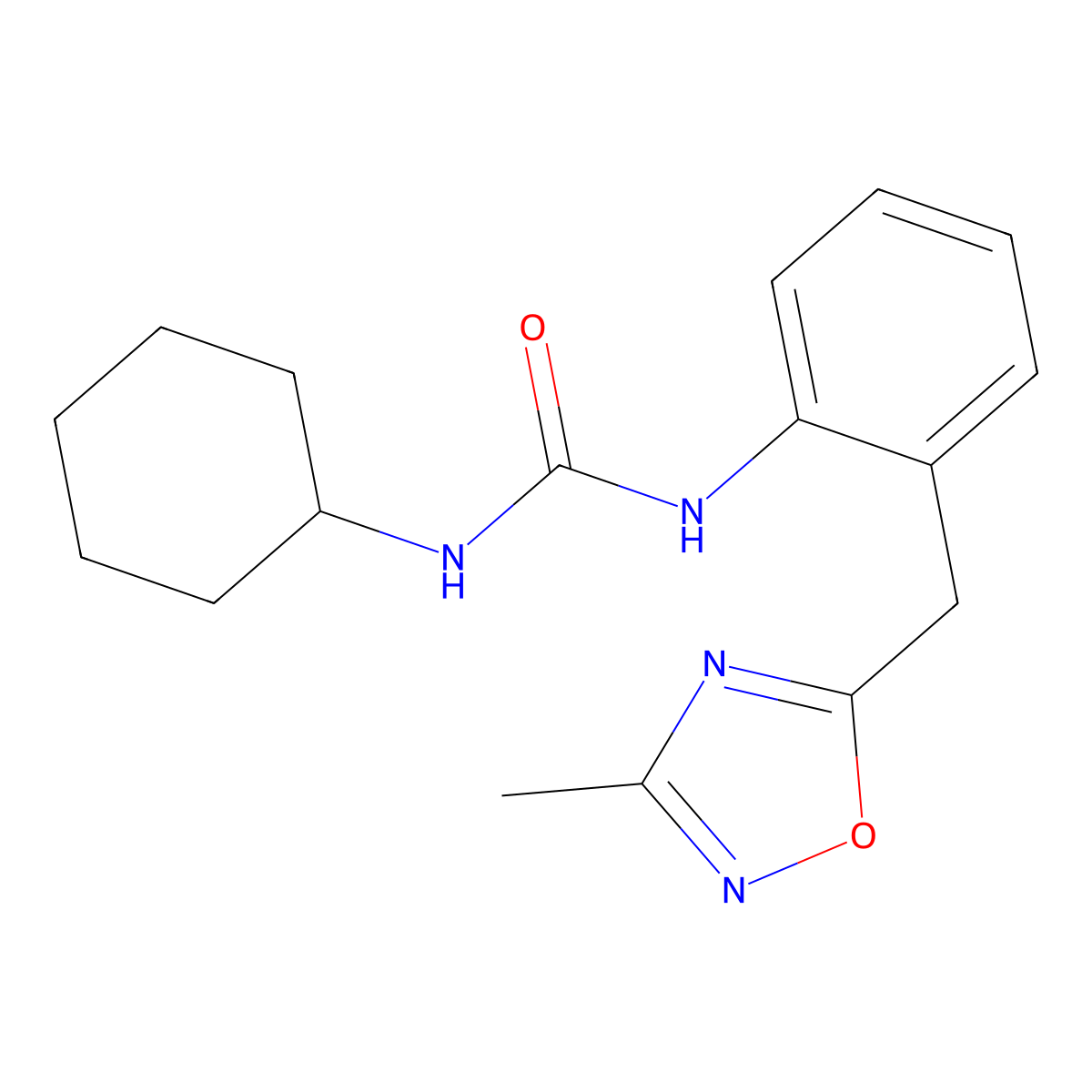 1-Cyclohexyl-3-(2-((3-methyl-1,2,4-oxadiazol-5-yl)methyl)phenyl)urea molecular structure, CAS 1448121-72-9