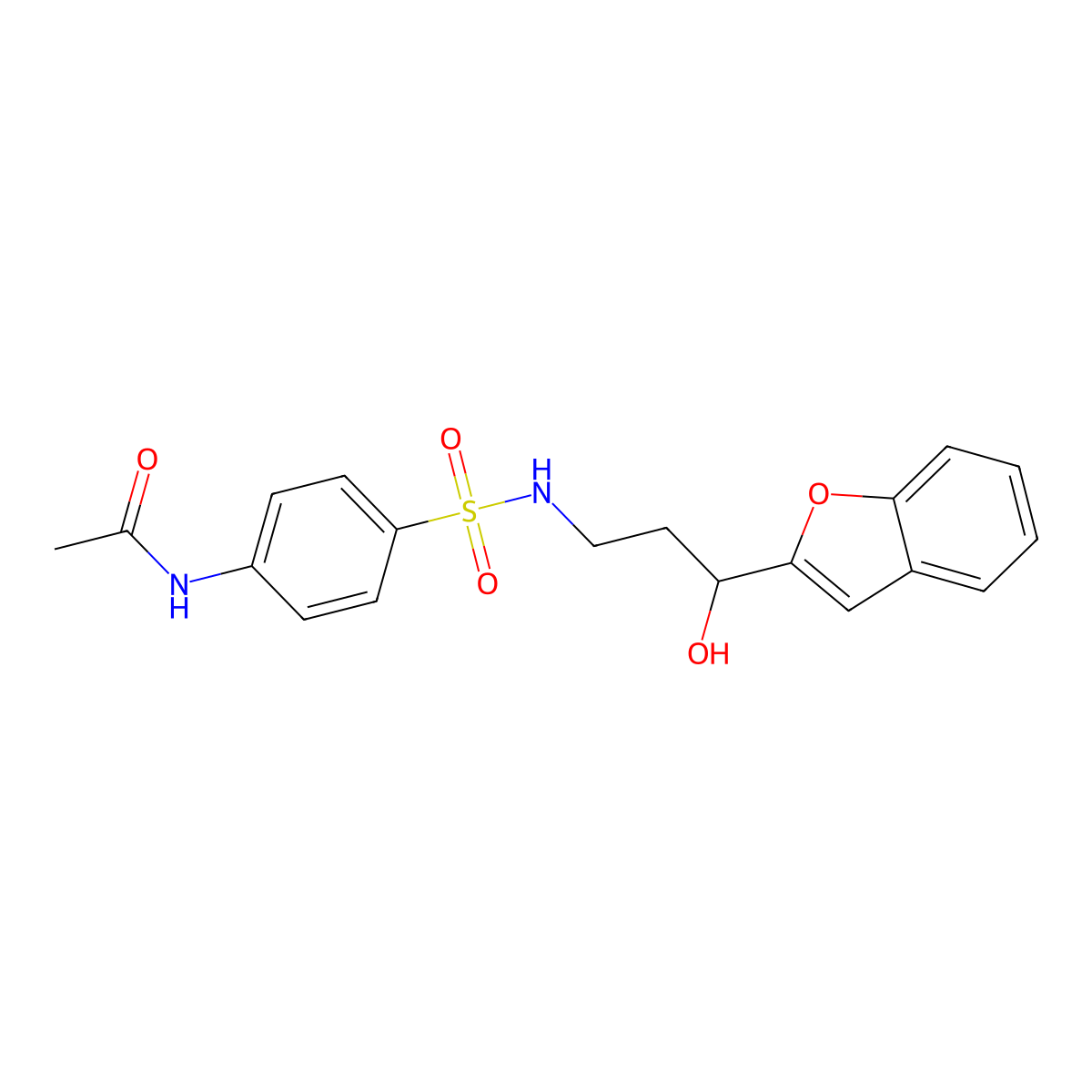 N-(4-(N-(3-(benzofuran-2-yl)-3-hydroxypropyl)sulfamoyl)phenyl)acetamide molecular structure, CAS 1448121-76-3