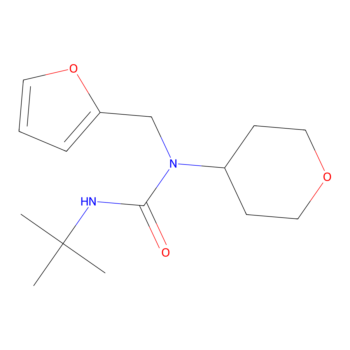 3-(tert-butyl)-1-(furan-2-ylmethyl)-1-(tetrahydro-2H-pyran-4-yl)urea molecular structure, CAS 1448121-81-0