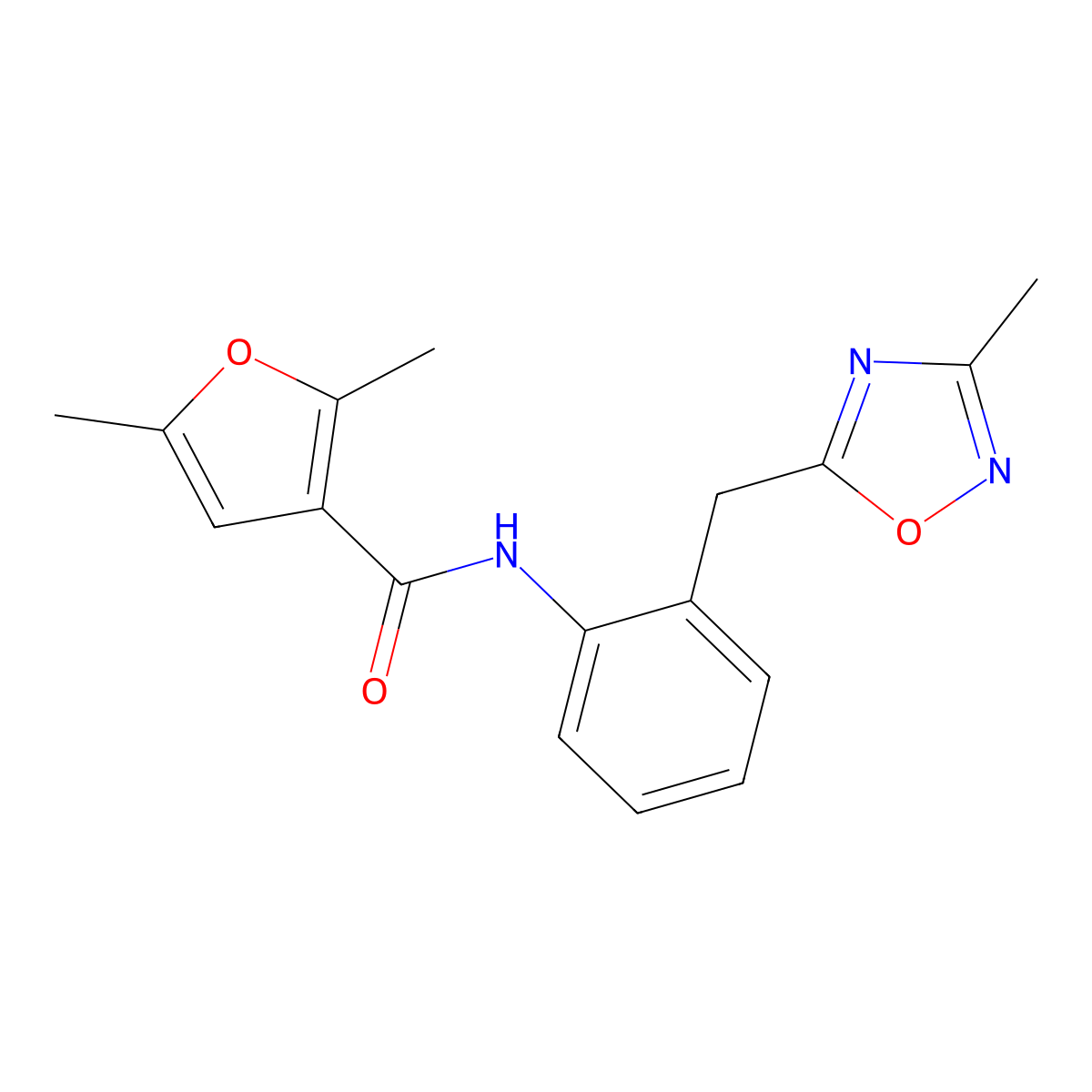 2,5-Dimethyl-N-{2-[(3-methyl-1,2,4-oxadiazol-5-YL)methyl]phenyl}furan-3-carboxamide molecular structure, CAS 1448121-82-1