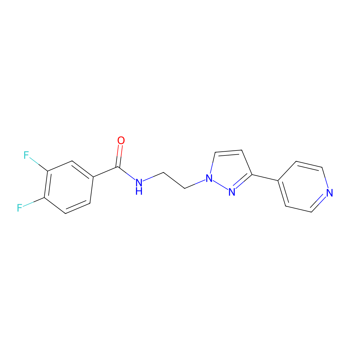 3,4-difluoro-N-(2-(3-(pyridin-4-yl)-1H-pyrazol-1-yl)ethyl)benzamide molecular structure, CAS 1448121-88-7