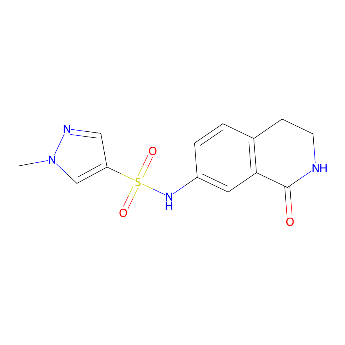 1-methyl-N-(1-oxo-1,2,3,4-tetrahydroisoquinolin-7-yl)-1H-pyrazole-4-sulfonamide molecular structure, CAS 1448121-93-4