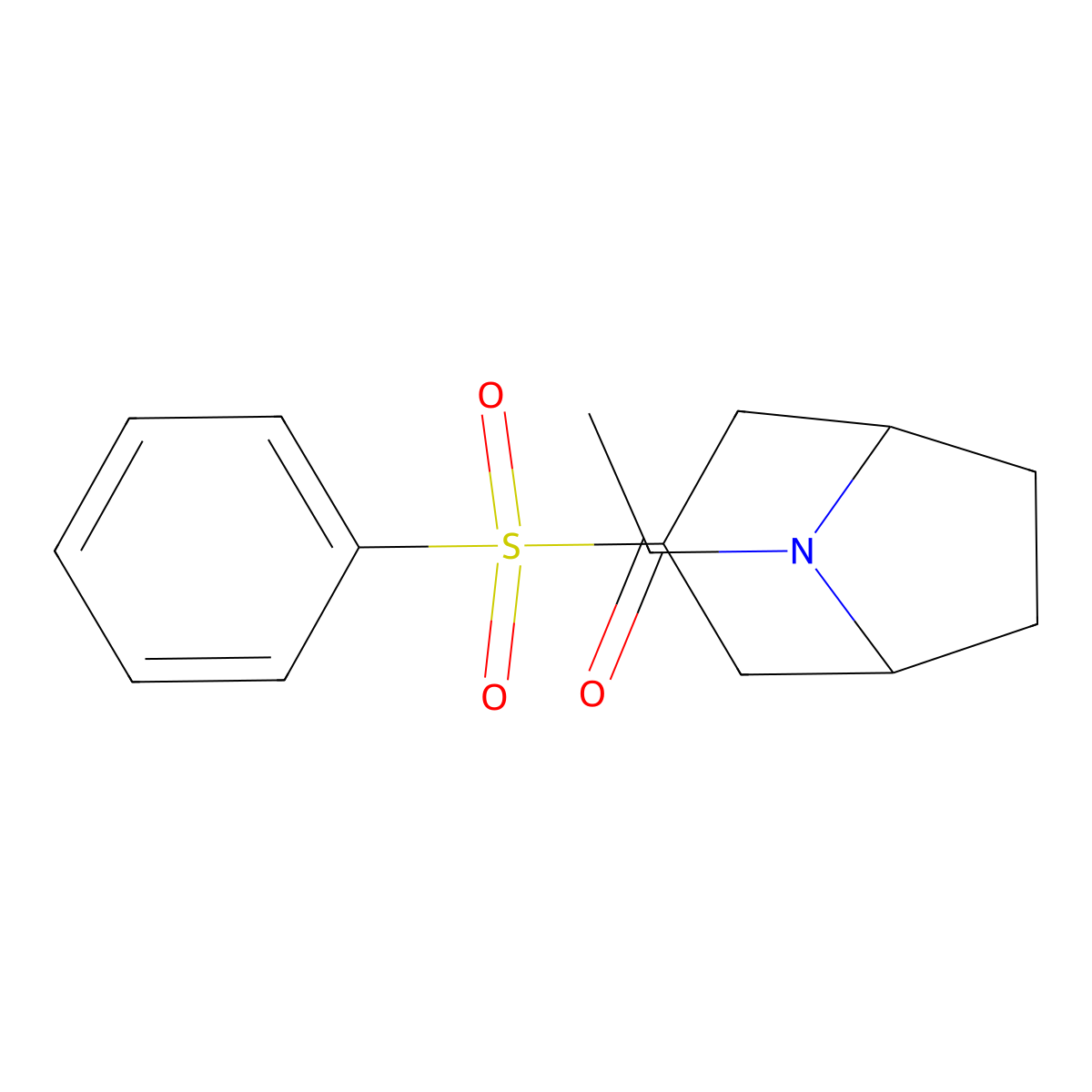 1-((1R,5S)-3-(phenylsulfonyl)-8-azabicyclo[3.2.1]octan-8-yl)ethanone molecular structure, CAS 1448122-00-6