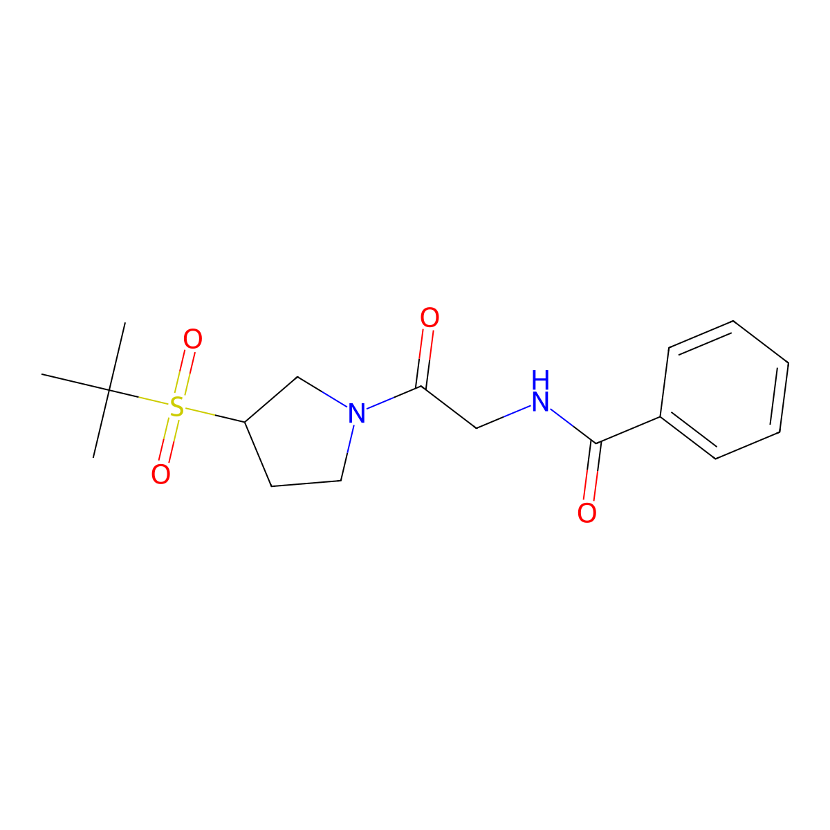 N-(2-(3-(tert-butylsulfonyl)pyrrolidin-1-yl)-2-oxoethyl)benzamide molecular structure, CAS 1448122-02-8