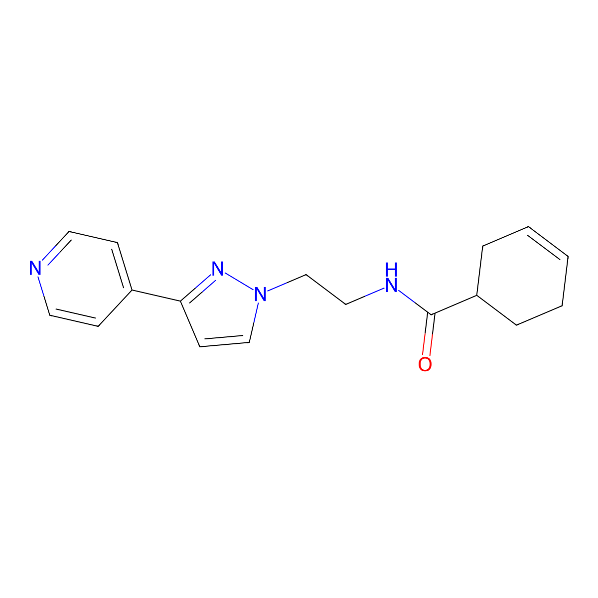 N-{2-[3-(pyridin-4-yl)-1H-pyrazol-1-yl]ethyl}cyclohex-3-ene-1-carboxamide molecular structure, CAS 1448122-04-0
