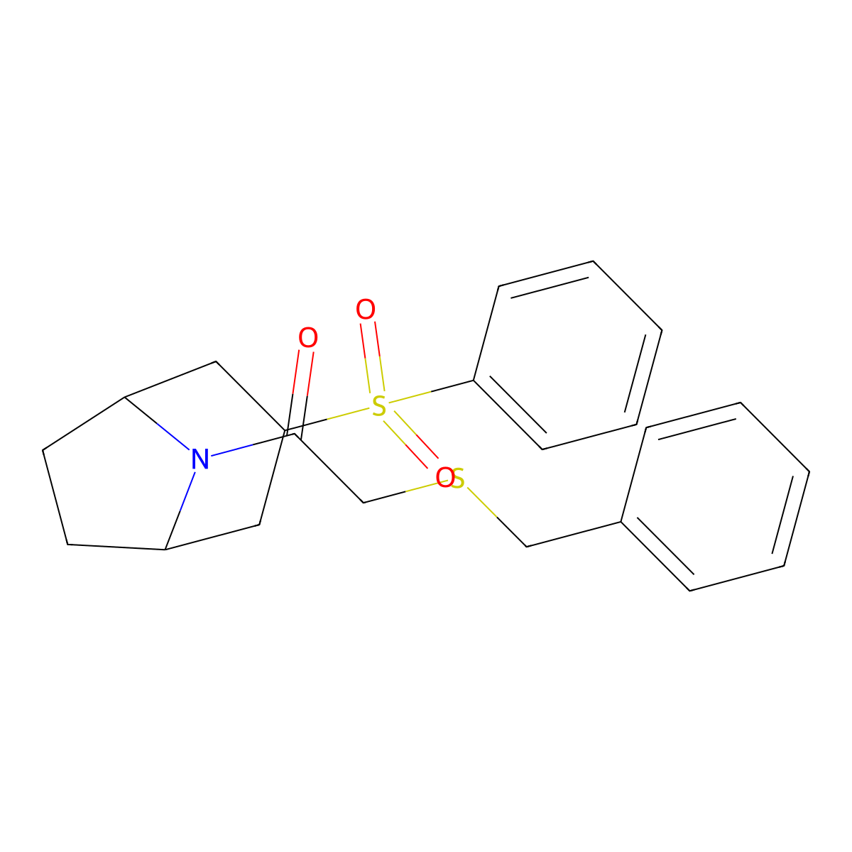 2-(benzylthio)-1-((1R,5S)-3-(phenylsulfonyl)-8-azabicyclo[3.2.1]octan-8-yl)ethanone molecular structure, CAS 1448122-10-8