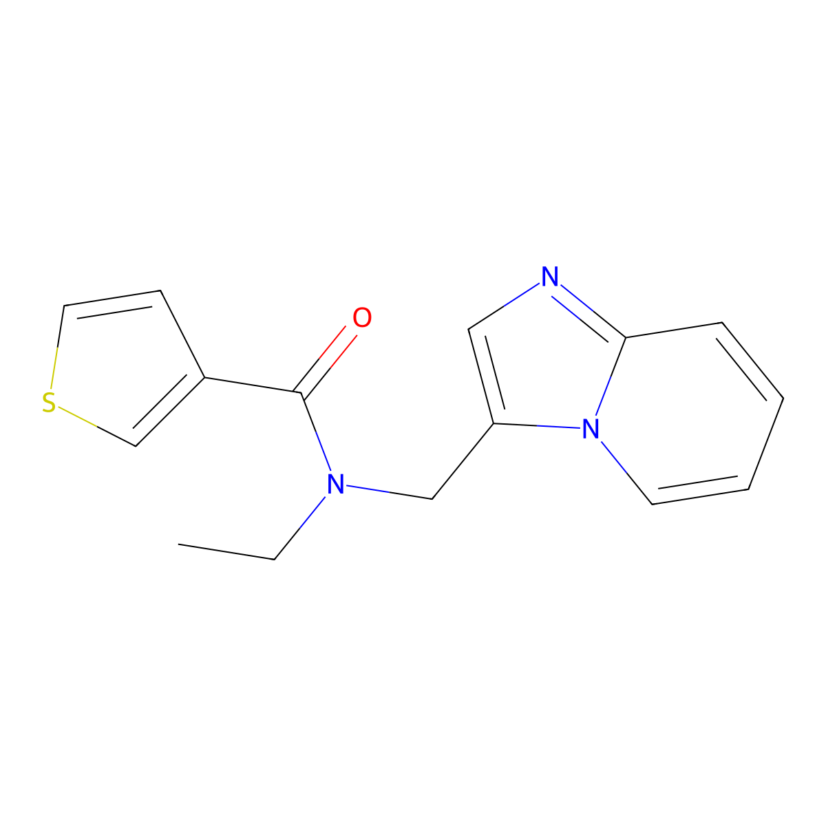N-ethyl-N-(imidazo[1,2-a]pyridin-3-ylmethyl)thiophene-3-carboxamide molecular structure, CAS 1448122-14-2