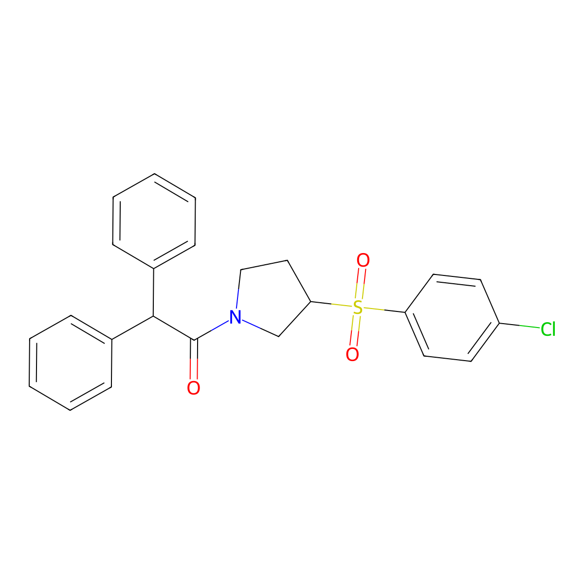 1-(3-((4-Chlorophenyl)sulfonyl)pyrrolidin-1-yl)-2,2-diphenylethanone molecular structure, CAS 1448122-15-3