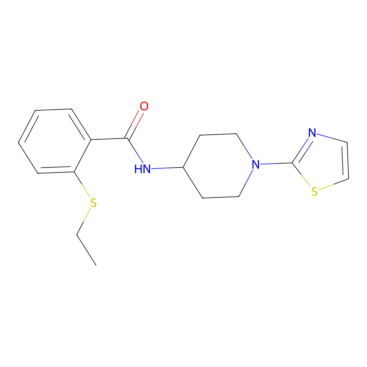 2-(ethylthio)-N-(1-(thiazol-2-yl)piperidin-4-yl)benzamide molecular structure, CAS 1448122-16-4