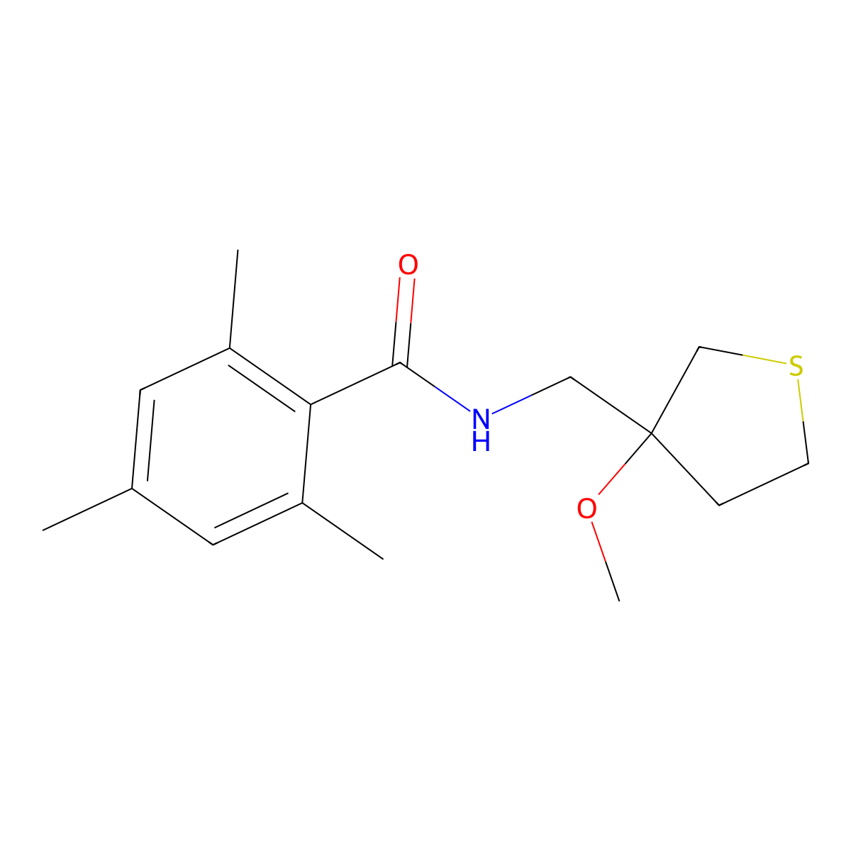 N-[(3-Methoxythiolan-3-YL)methyl]-2,4,6-trimethylbenzamide molecular structure, CAS 1448122-19-7