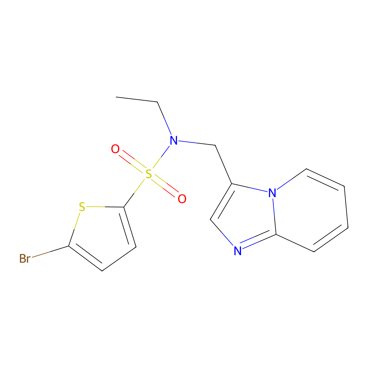 5-bromo-N-ethyl-N-(imidazo[1,2-a]pyridin-3-ylmethyl)thiophene-2-sulfonamide molecular structure, CAS 1448122-23-3