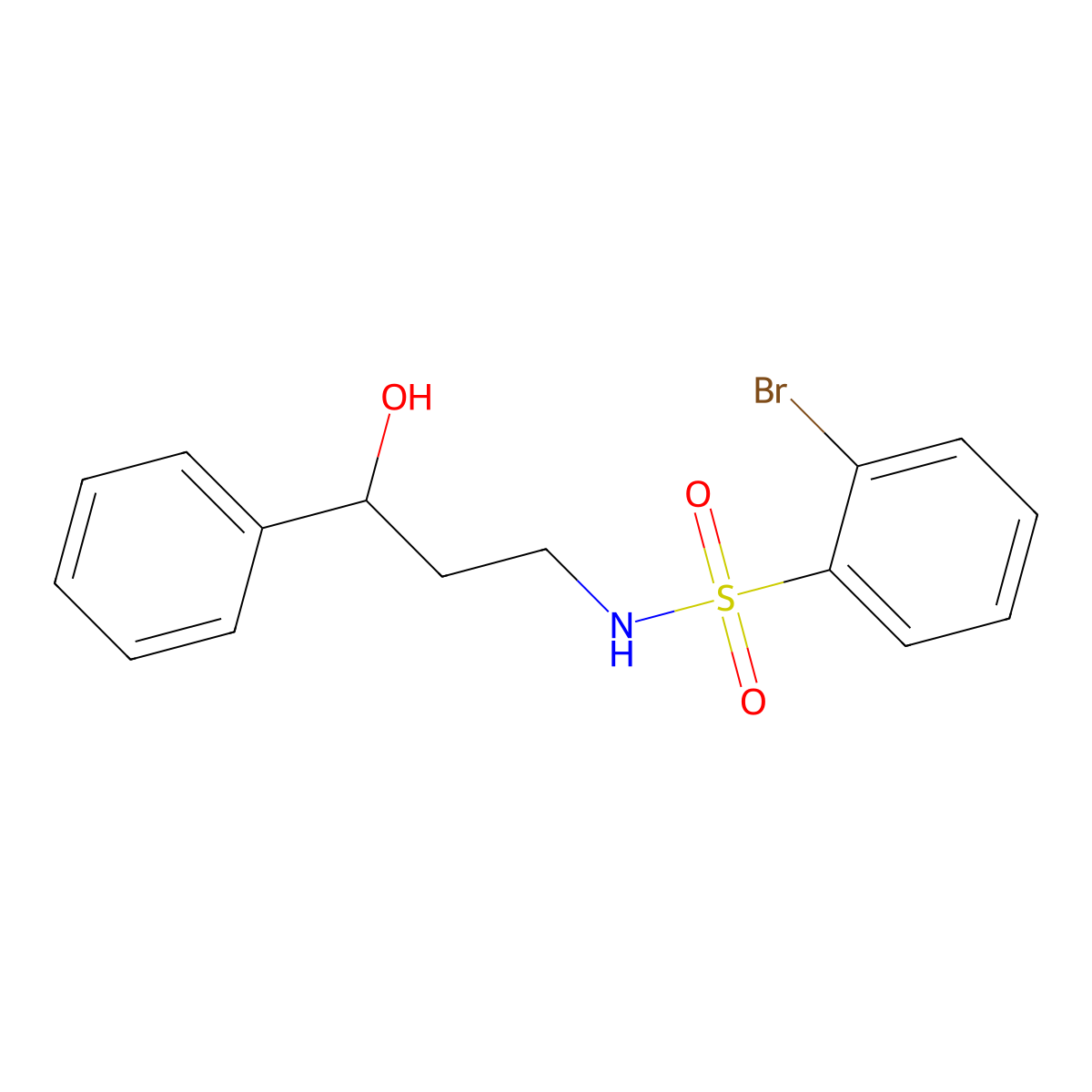 2-bromo-N-(3-hydroxy-3-phenylpropyl)benzenesulfonamide molecular structure, CAS 1448122-26-6