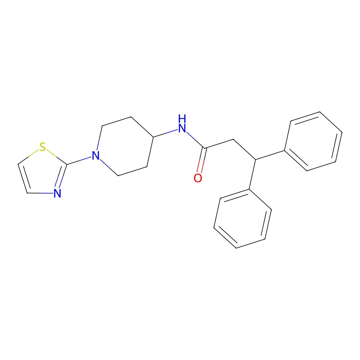 3,3-diphenyl-N-(1-(thiazol-2-yl)piperidin-4-yl)propanamide molecular structure, CAS 1448122-27-7