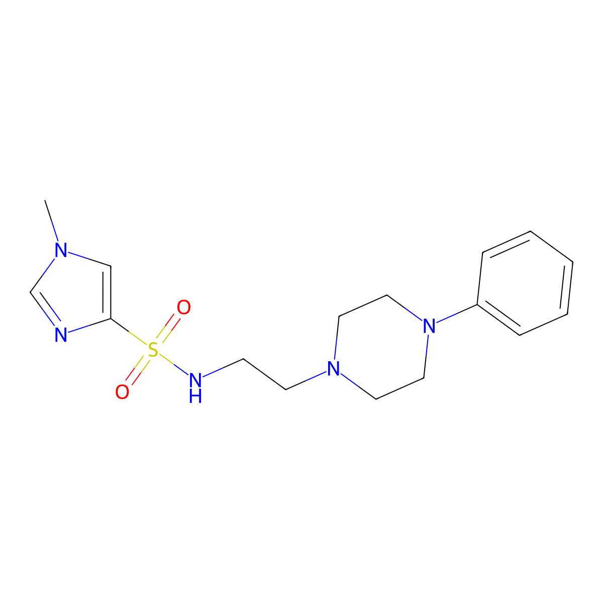 1-methyl-N-(2-(4-phenylpiperazin-1-yl)ethyl)-1H-imidazole-4-sulfonamide molecular structure, CAS 1448122-28-8