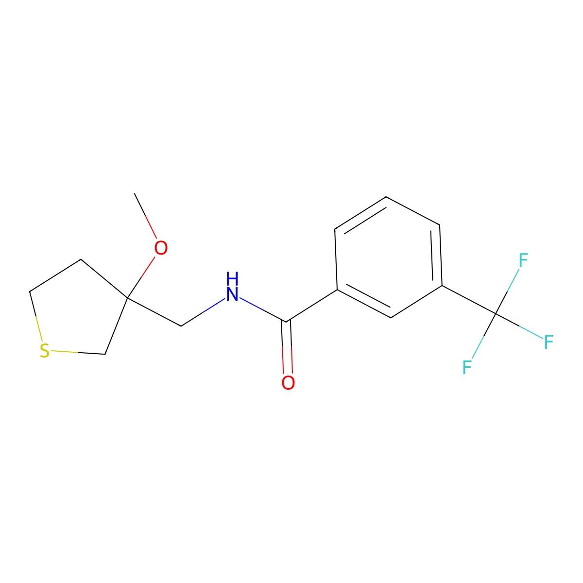 N-[(3-Methoxythiolan-3-YL)methyl]-3-(trifluoromethyl)benzamide molecular structure, CAS 1448122-30-2