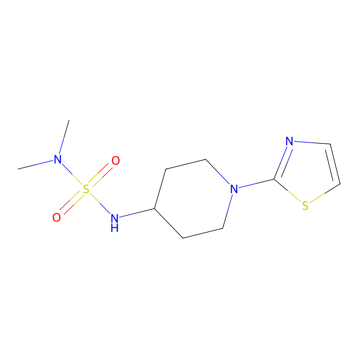 Dimethyl({[1-(1,3-thiazol-2-YL)piperidin-4-YL]sulfamoyl})amine molecular structure, CAS 1448122-36-8