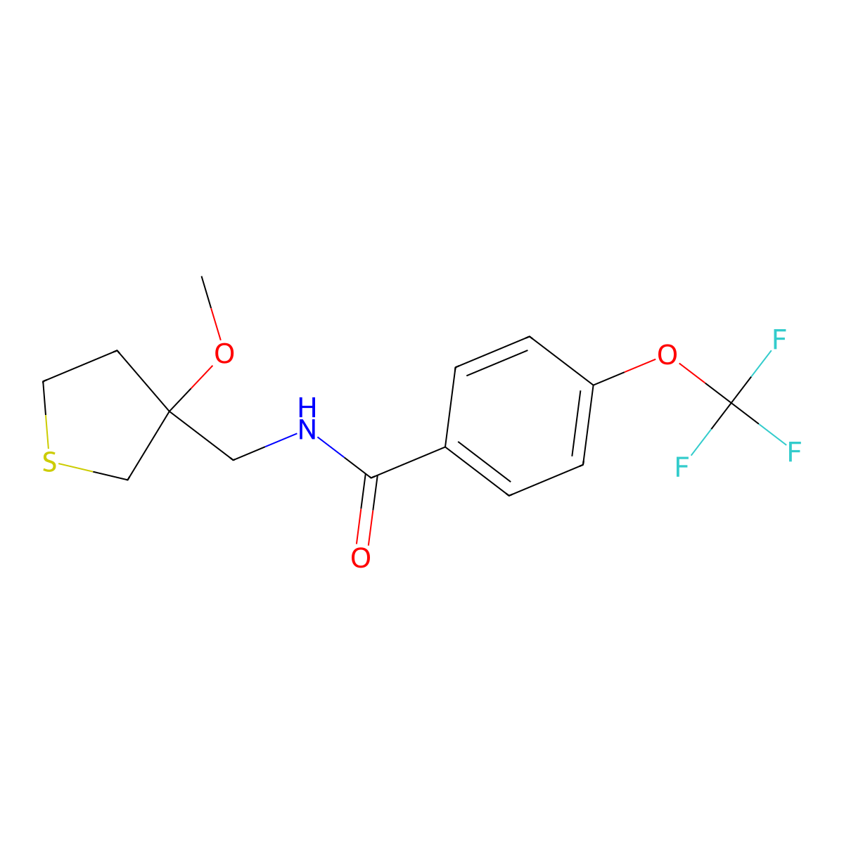 N-[(3-Methoxythiolan-3-YL)methyl]-4-(trifluoromethoxy)benzamide molecular structure, CAS 1448122-42-6