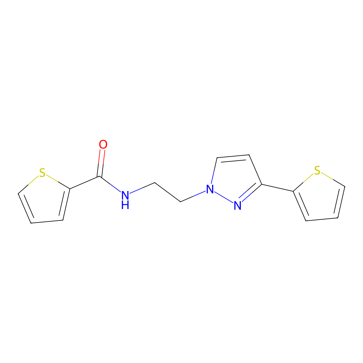 N-{2-[3-(thiophen-2-yl)-1H-pyrazol-1-yl]ethyl}thiophene-2-carboxamide molecular structure, CAS 1448122-52-8