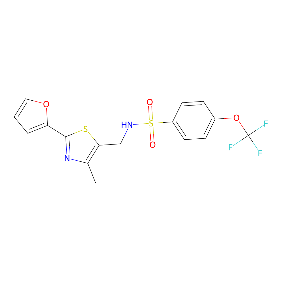 N-((2-(furan-2-yl)-4-methylthiazol-5-yl)methyl)-4-(trifluoromethoxy)benzenesulfonamide molecular structure, CAS 1448122-53-9