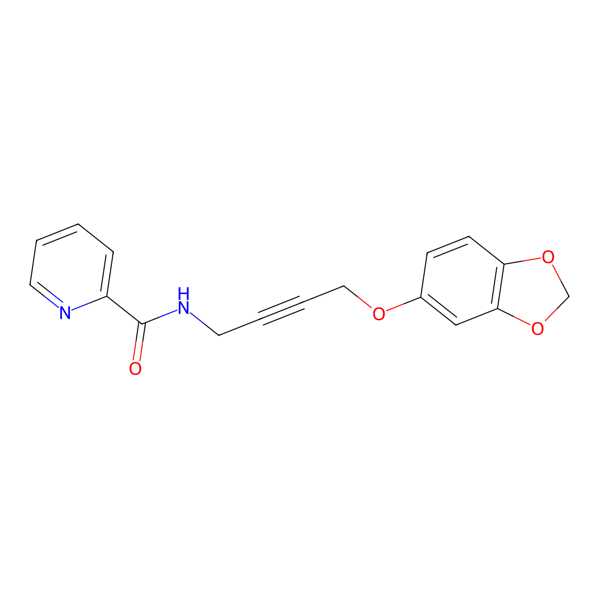 N-(4-(benzo[d][1,3]dioxol-5-yloxy)but-2-yn-1-yl)picolinamide molecular structure, CAS 1448122-54-0