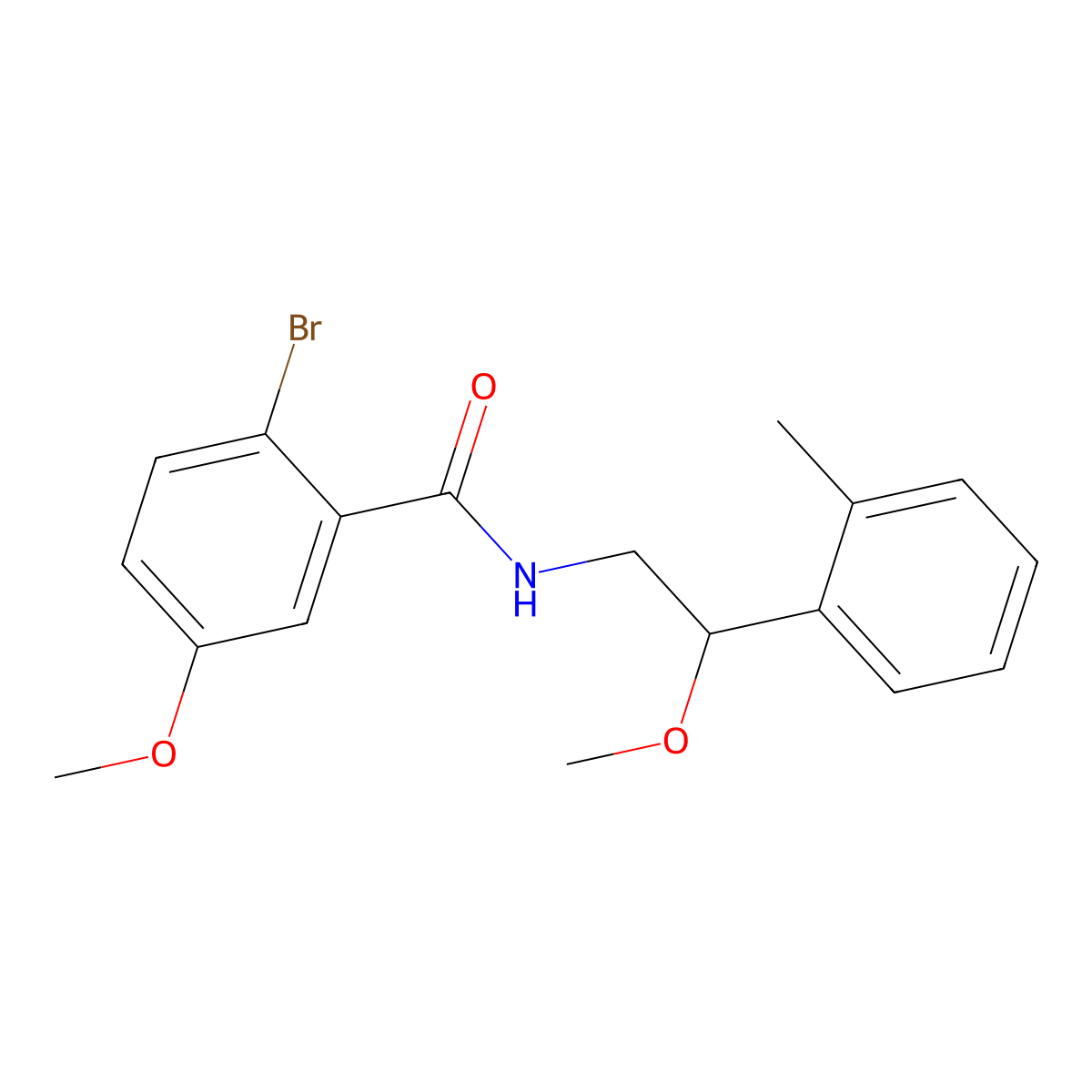 2-bromo-5-methoxy-N-(2-methoxy-2-(o-tolyl)ethyl)benzamide molecular structure, CAS 1448122-56-2