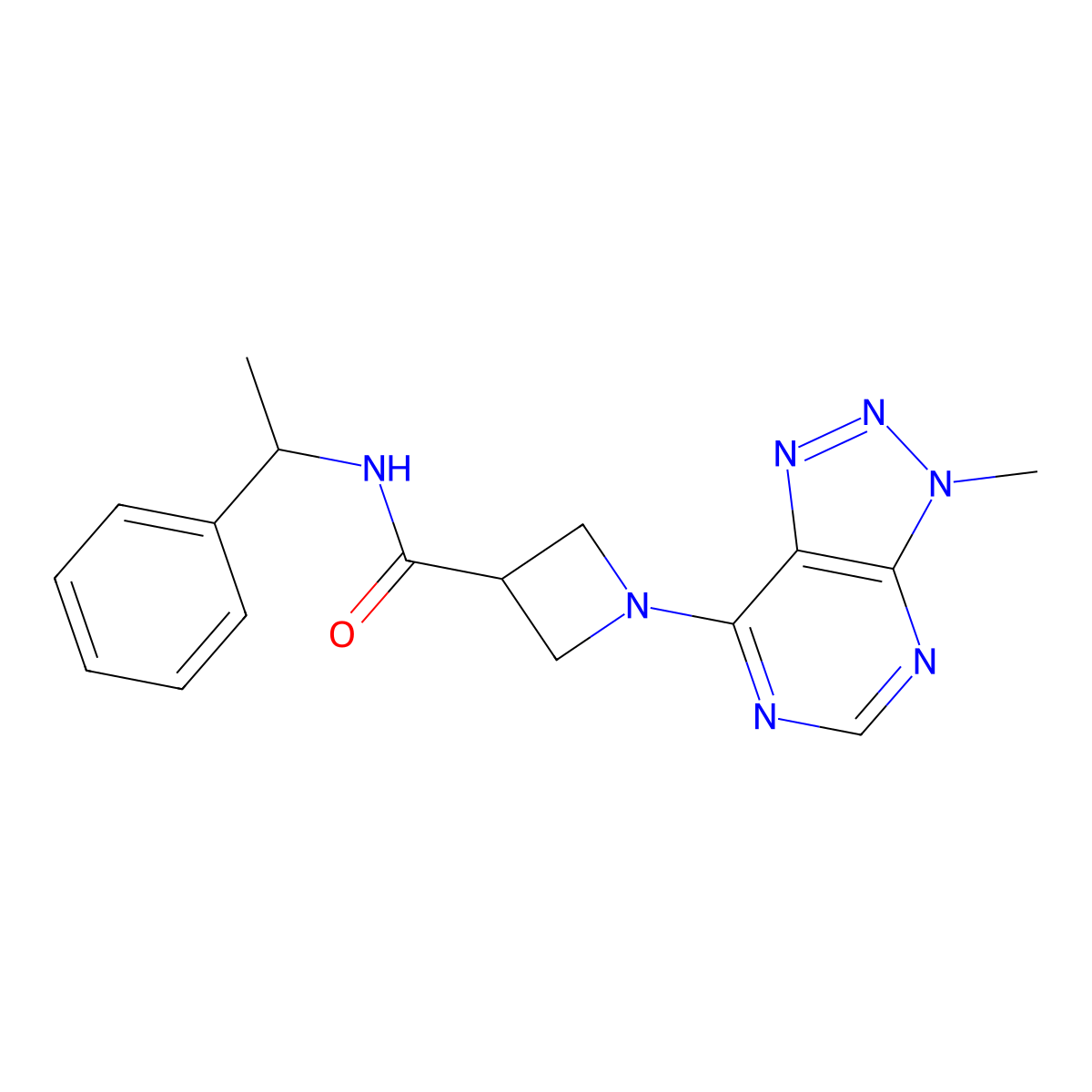 1-{3-methyl-3H-[1,2,3]triazolo[4,5-d]pyrimidin-7-yl}-N-(1-phenylethyl)azetidine-3-carboxamide molecular structure, CAS 1448122-58-4