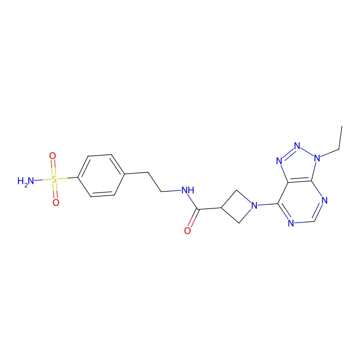 1-(3-ethyl-3H-[1,2,3]triazolo[4,5-d]pyrimidin-7-yl)-N-(4-sulfamoylphenethyl)azetidine-3-carboxamide molecular structure, CAS 1448122-67-5