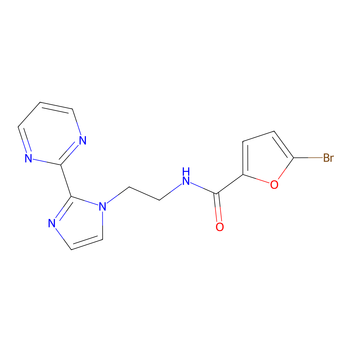 5-bromo-N-(2-(2-(pyrimidin-2-yl)-1H-imidazol-1-yl)ethyl)furan-2-carboxamide molecular structure, CAS 1448122-68-6